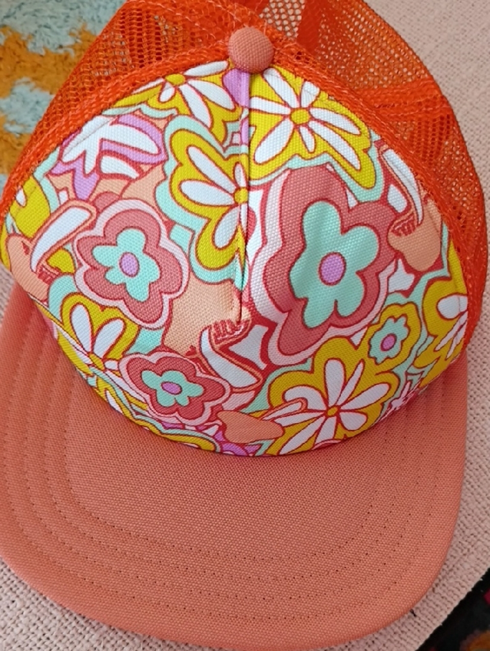 Vans Orange Mesh Trucker Hat with Black Logo